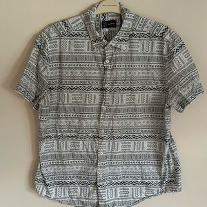 White and black Aztec button down t shirt
